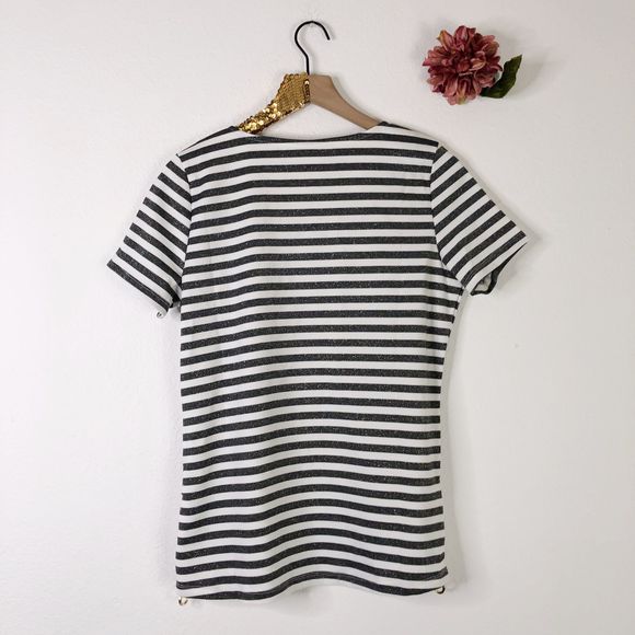 BROOKE SHIELDS Striped Short Sleeve Top - Picture 4 of 8